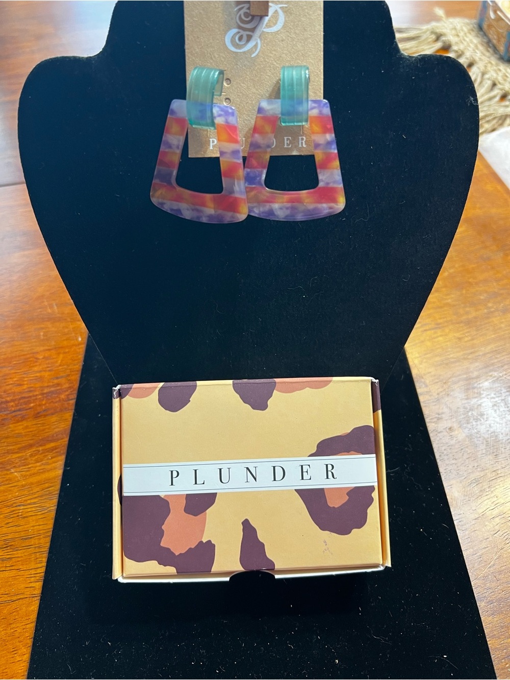 Plunder Multicolor Resin Drop Earrings with Teal Tops